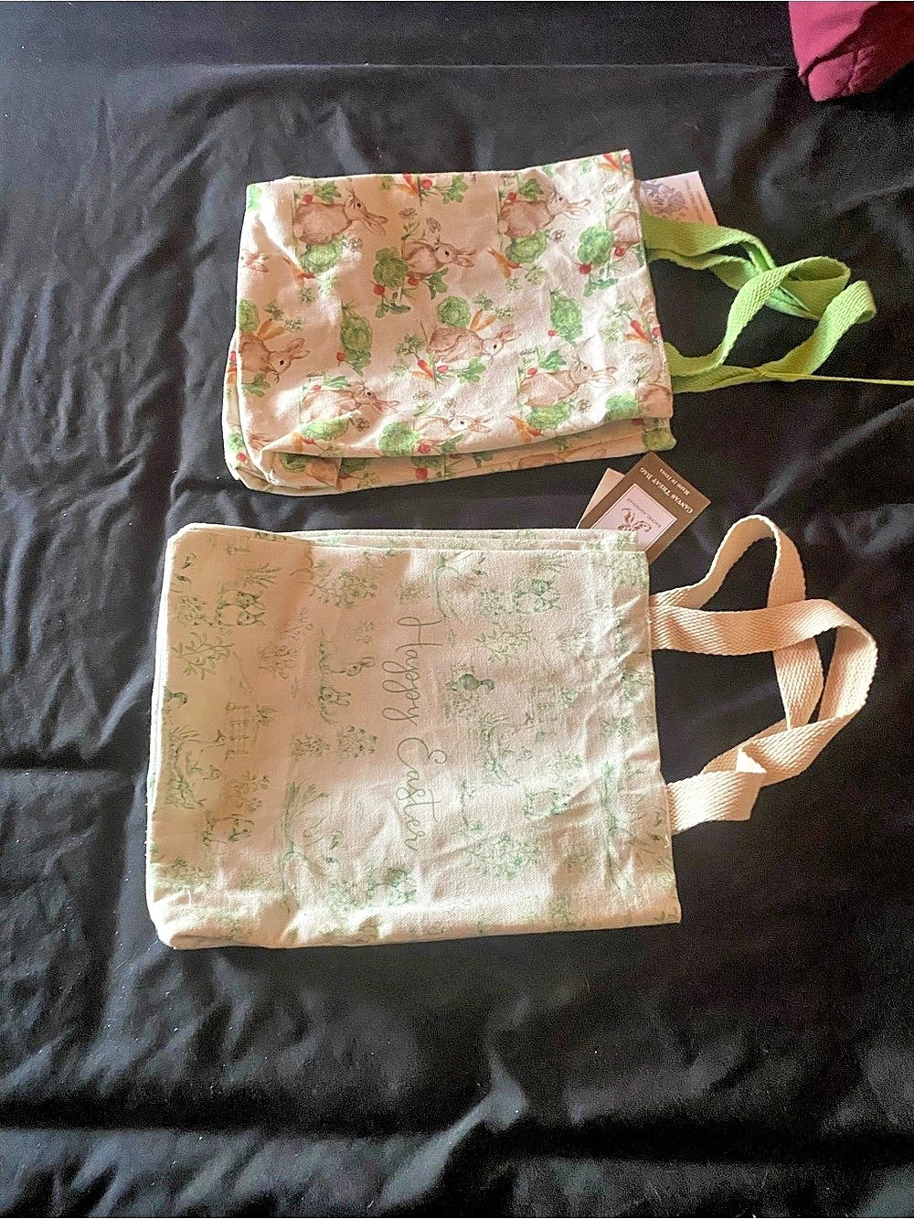 Floral Tote Bag Set in Pink & Green
